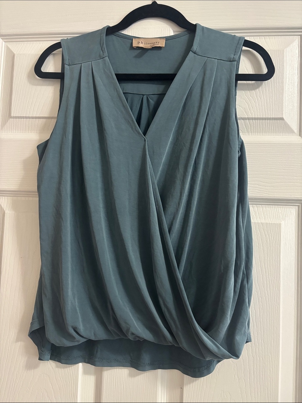 Philosophy Slate-Blue Draped Sleeveless Surplice Camisole